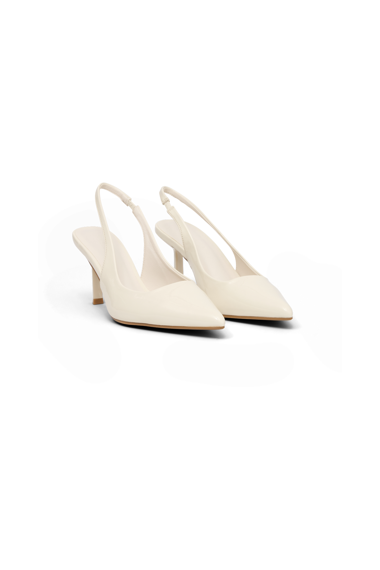 Dasha Patent Sling Back Heels - Ivory