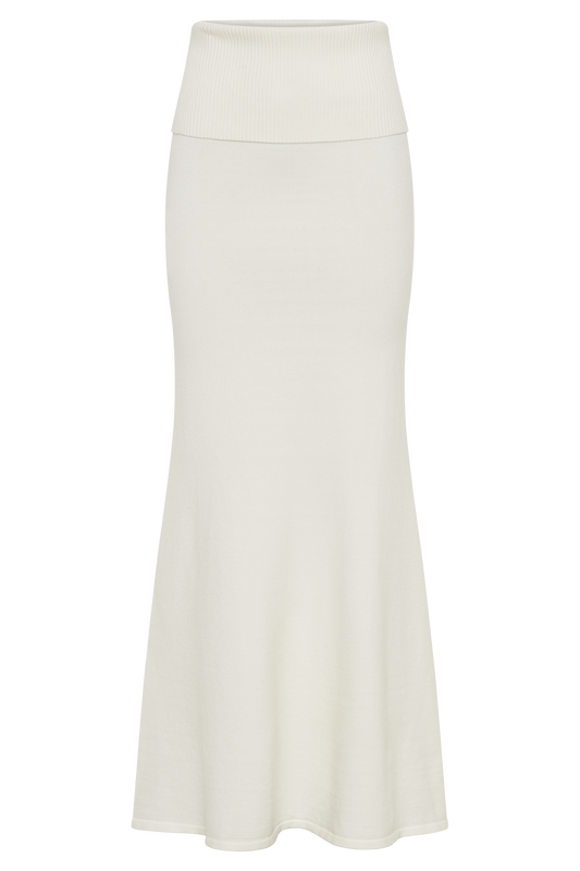 Karlie Knit Maxi Skirt With Ribbed Waist - Ivory