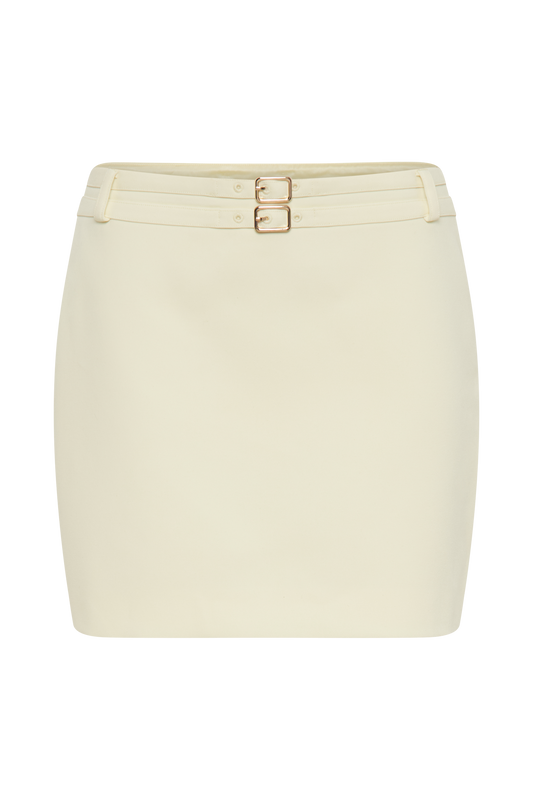 Letitia Suiting Mini Skirt With Buckle - Pastel Lemon