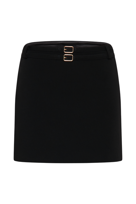 Letitia Suiting Mini Skirt With Buckle - Black