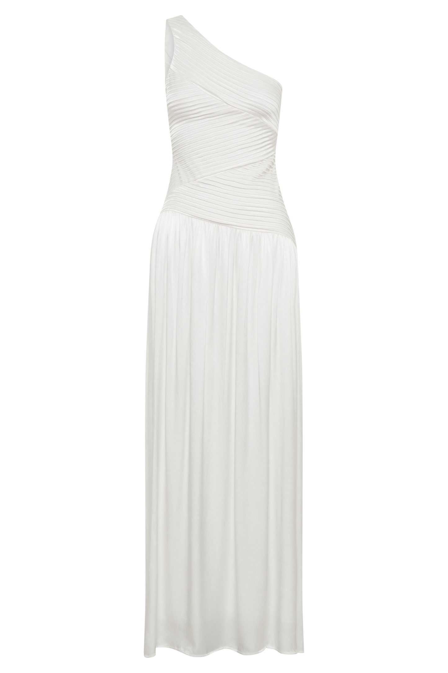 Jenna One Shoulder Pleated Maxi Dress - Ivory