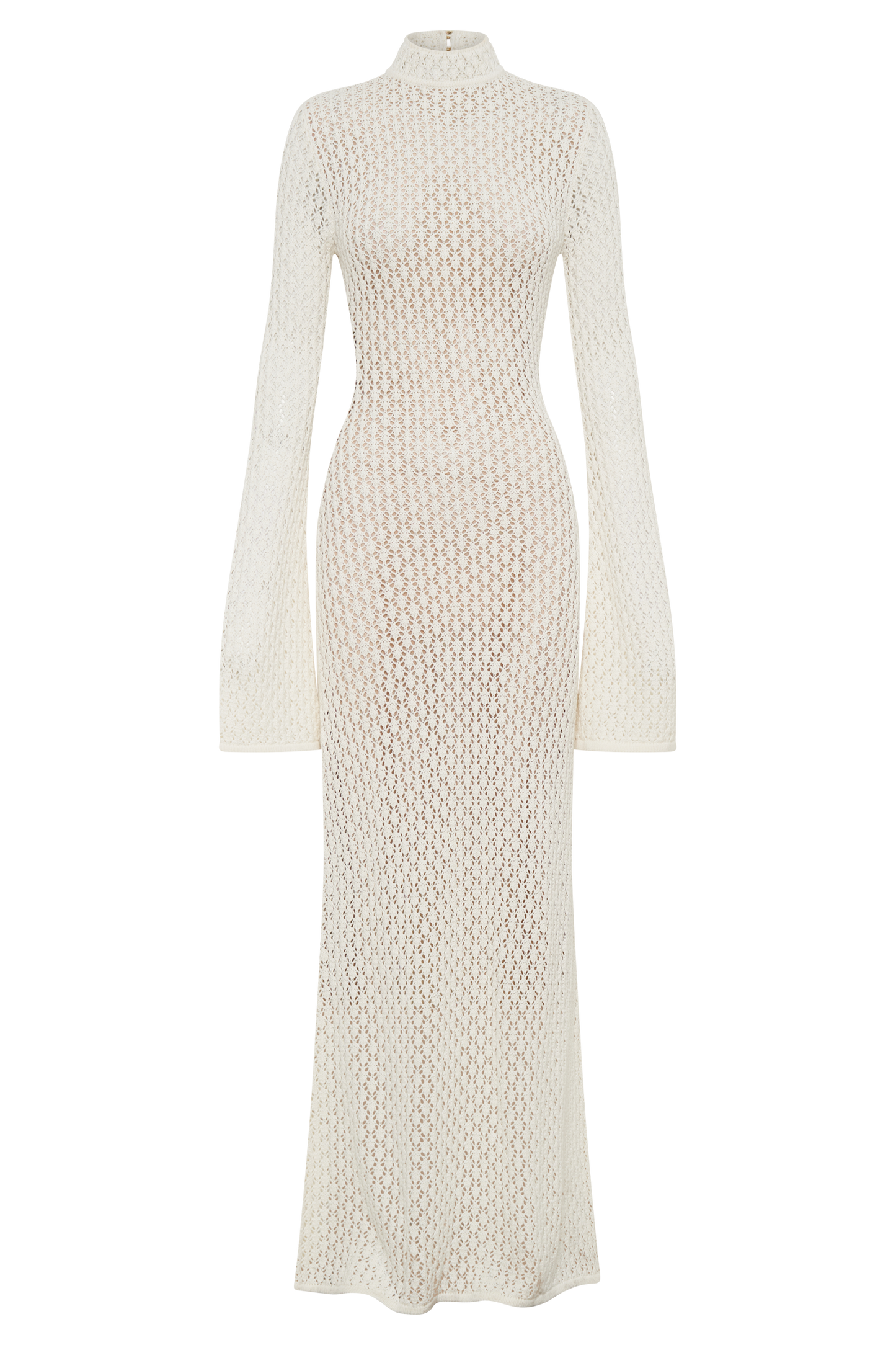 Julia Crochet Open Back Maxi Dress - White