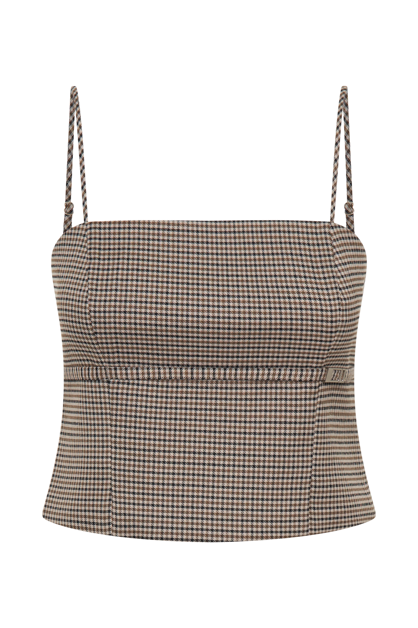 Aberley Crop Top - Tan Check