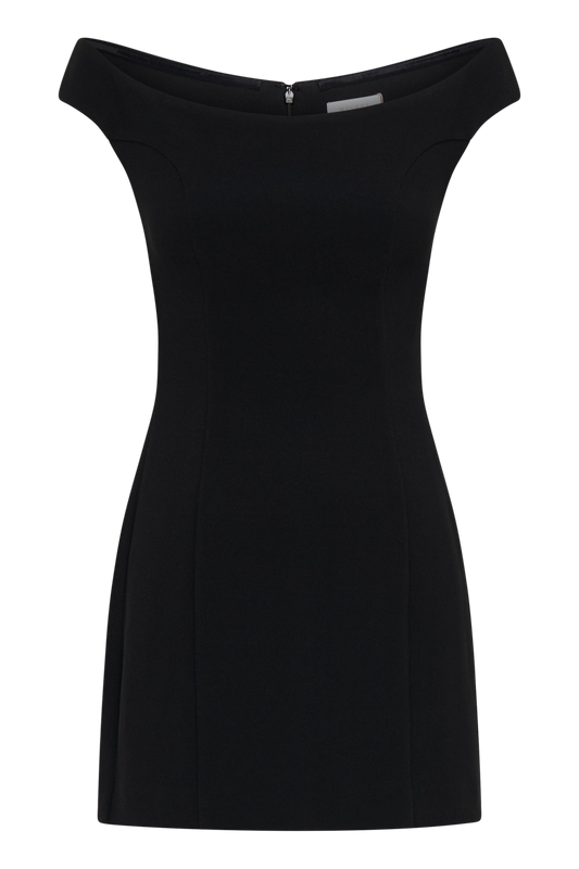 Cassidy Crepe Off Shoulder Mini Dress - Black