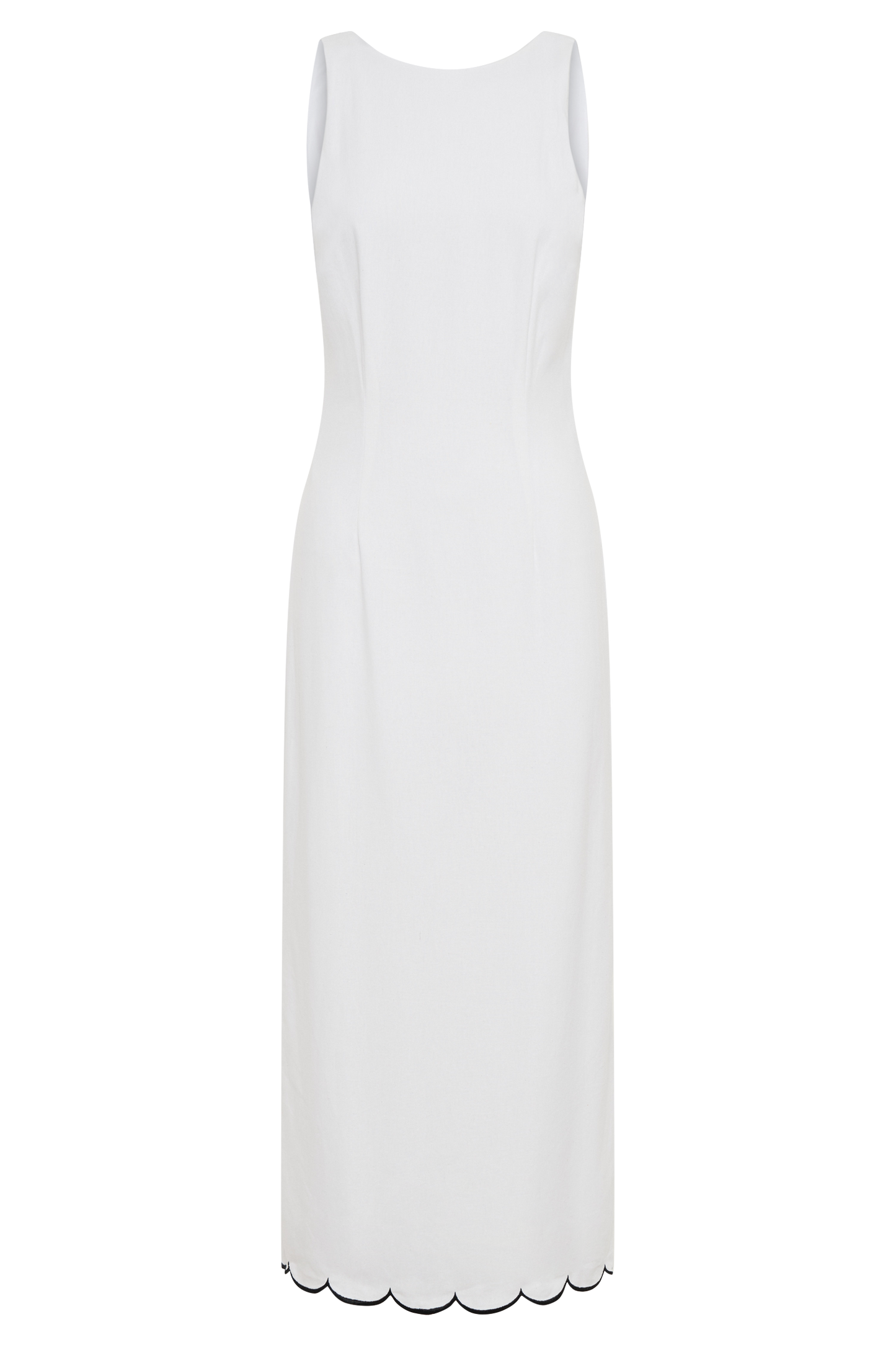 Sofiane Scalloped Linen Midi Dress - Ivory