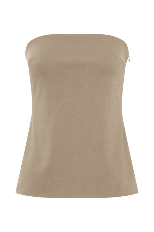 Antonia Strapless Cut Out Top - Mushroom