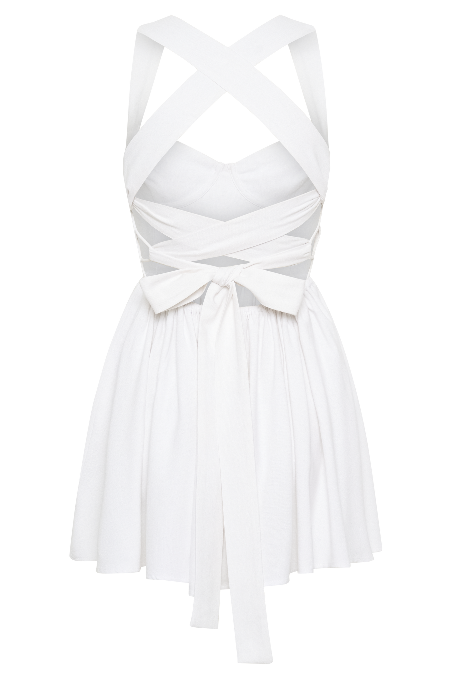 Loz Tie Back Linen Mini Dress - White