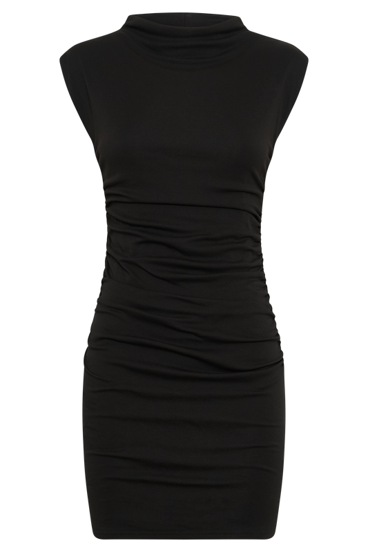 Elliot High Neck Sleeveless Mini Dress - Black