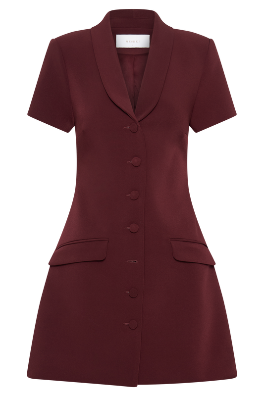 Paolina Collared Suiting Mini Dress - Plum