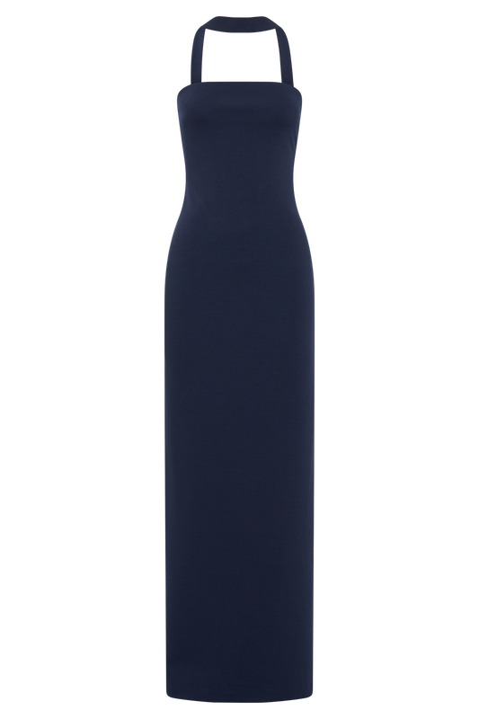 Velma Halter Collar Maxi Dress - Dark Navy