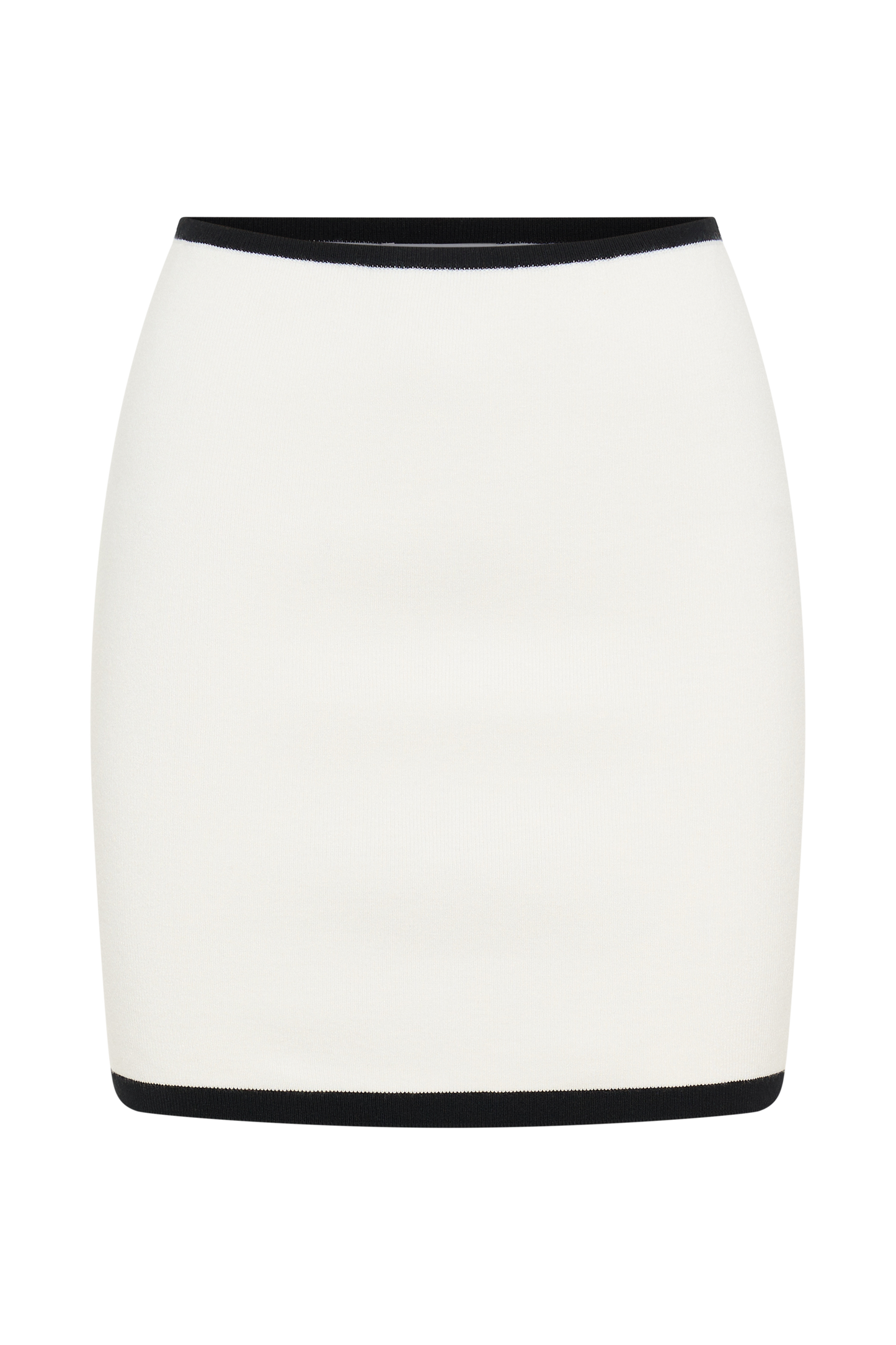 Becky Contrast Knit Mini Skirt - Ivory & Black