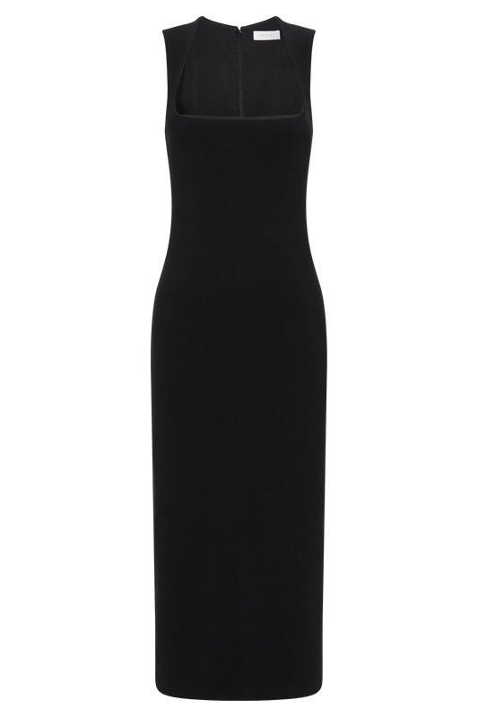 Frida Crepe Midi Dress - Black