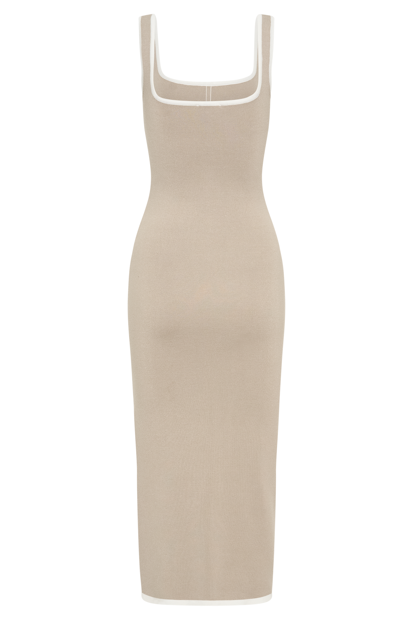 Eimear Contrast Knit Midi Dress - Taupe & Ivory