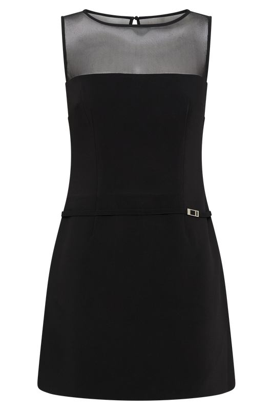 Posie Suiting Belted Mini Dress - Black