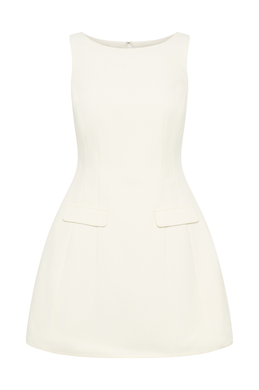 Evanna Sleeveless Suiting Mini Dress - Ivory