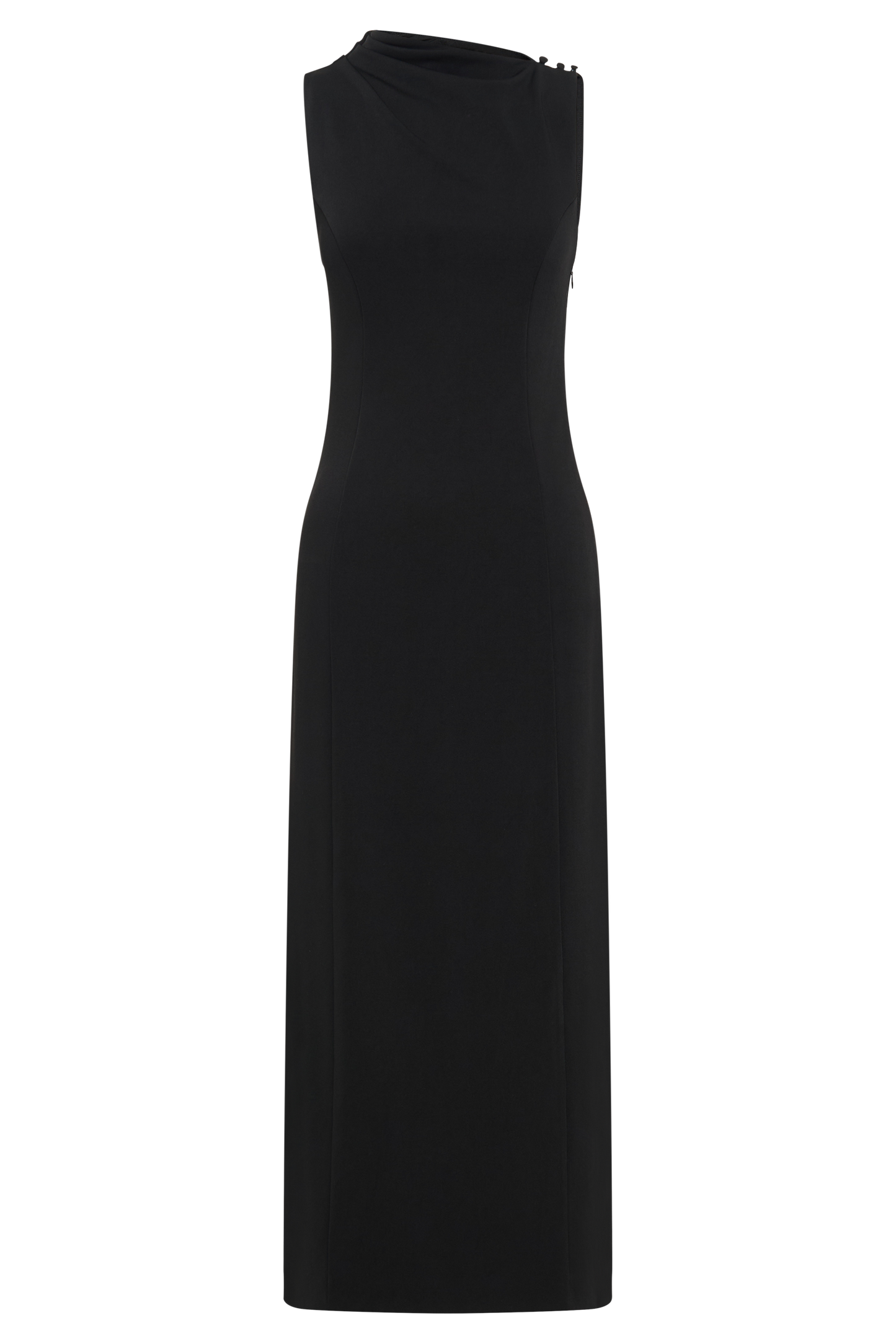 Taylor Draped Stretch Crepe Midi Dress - Black