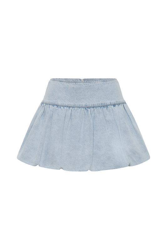 Genia Denim Bubble Mini Skirt - Light Blue