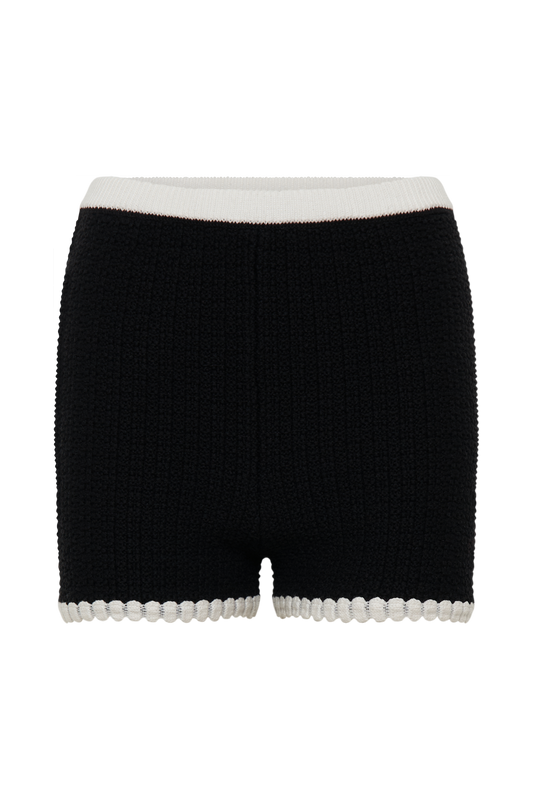 Saffron Contrast Knit Shorts - Black/White