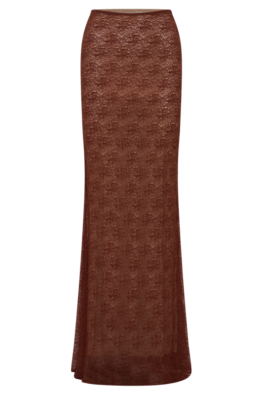 Robyn Sheer Lace Maxi Skirt - Chilli