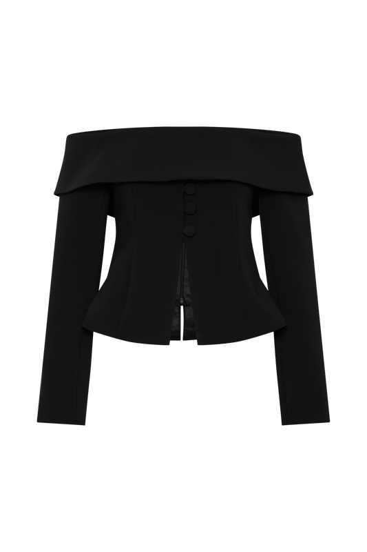 Celene Off Shoulder Jacket - Black