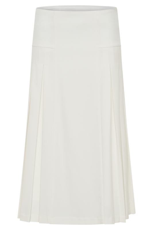 Brigette Pleated Midi Skirt - Ivory