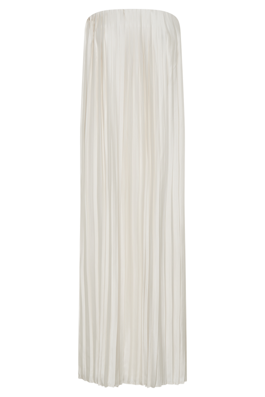 Myrah Plisse Strapless Maxi Dress - Ivory