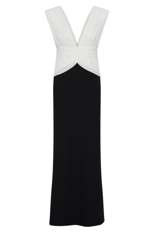 Monique Contrast Maxi Dress - Black