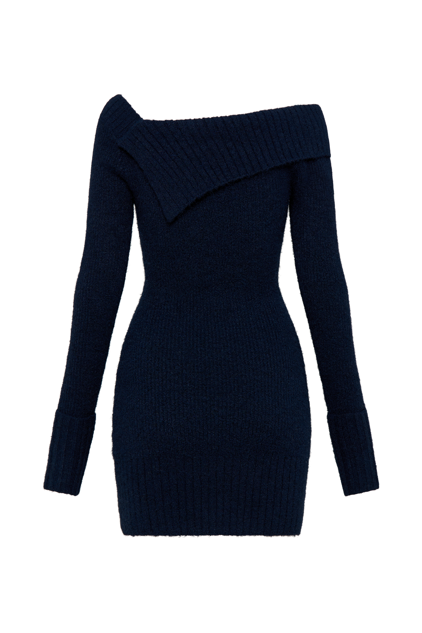 Stephanie Asymmetric Knit Mini Dress - Dark Navy