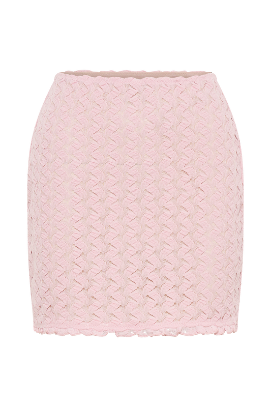 Morgan Mesh And Lace Mini Skirt - Powder Pink