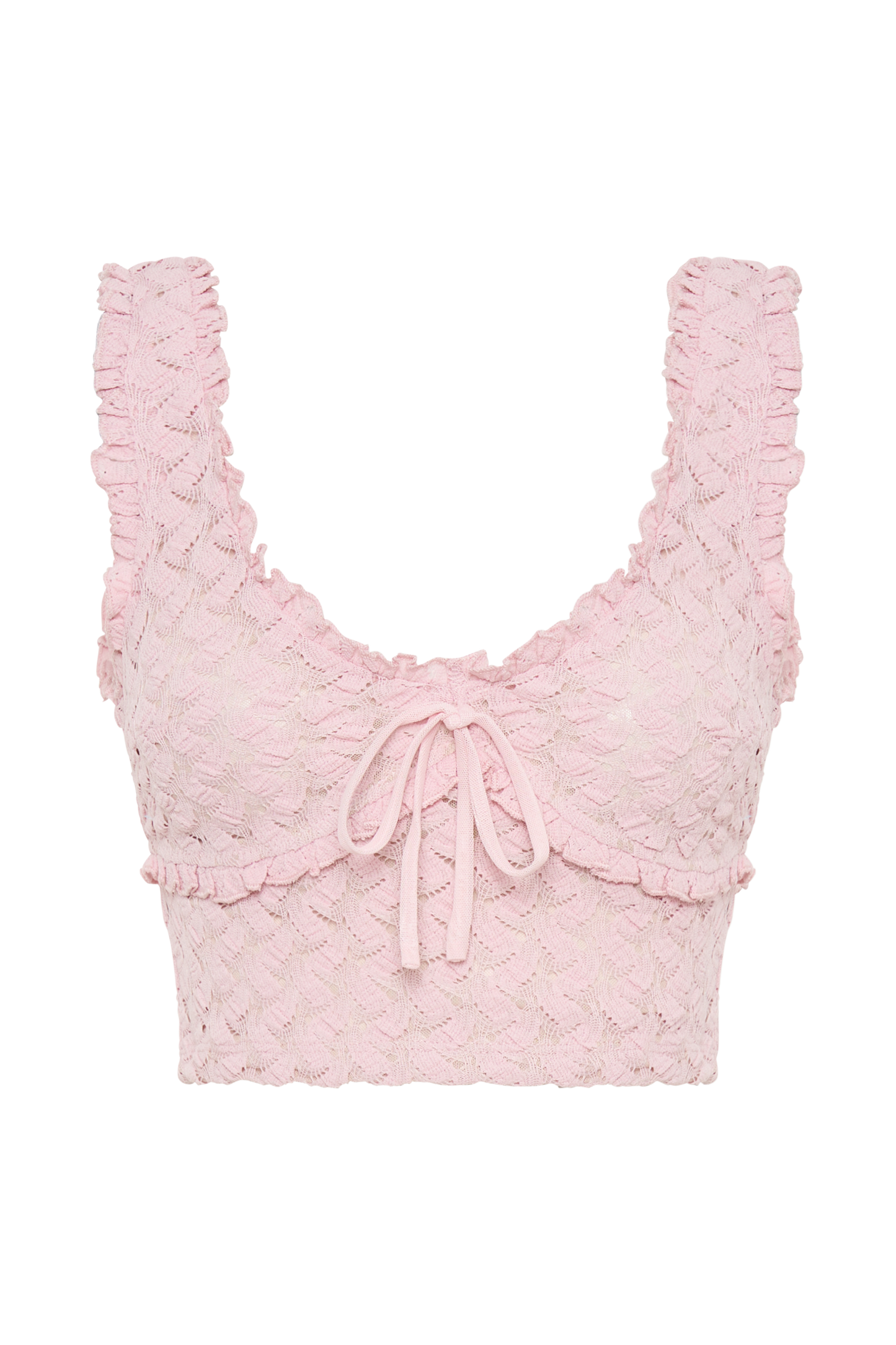 Morgan Mesh And Lace Sleeveless Top - Powder Pink