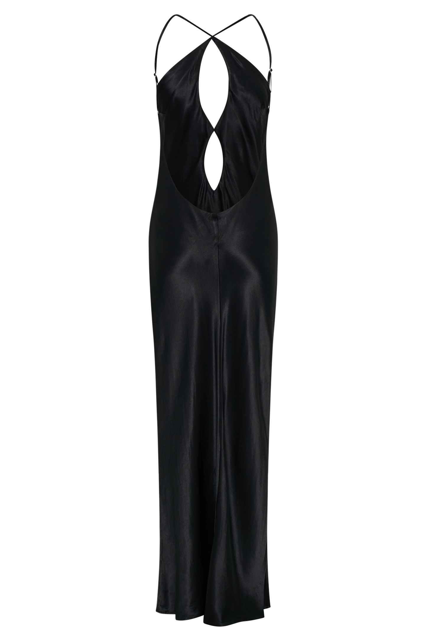 Lucia Satin Cut Out Maxi Dress - Black