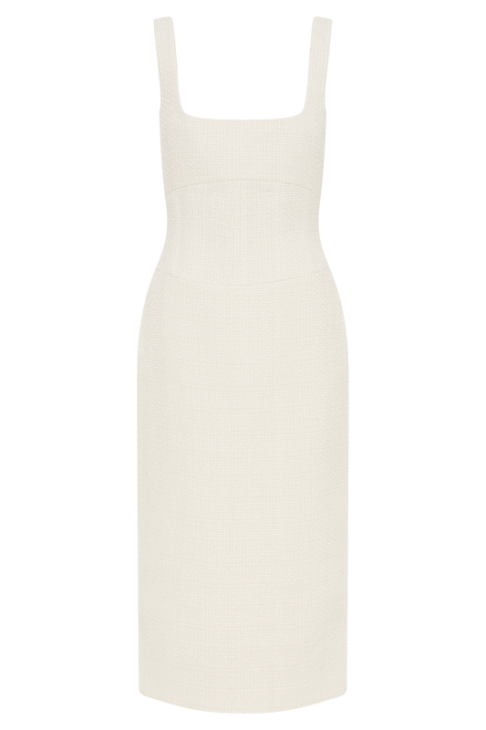 Calder Tweed Midi Dress - Ivory