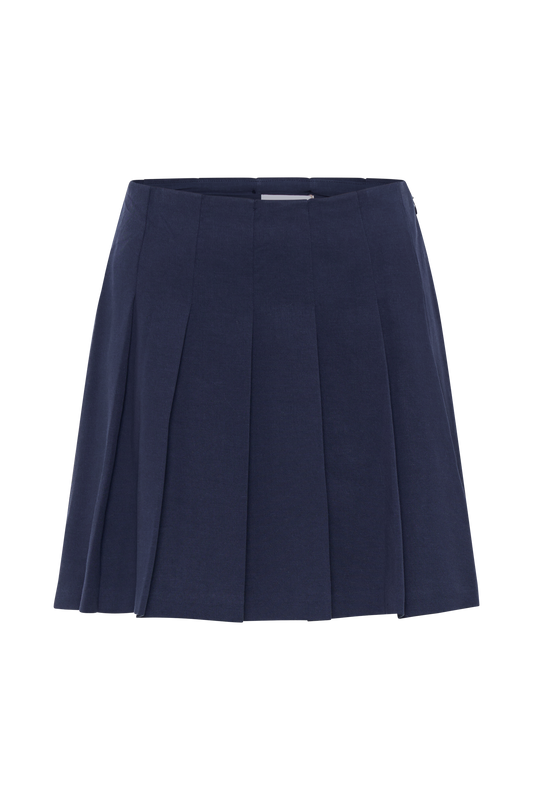 Julianna Cotton Pleated Mini Skirt - Navy