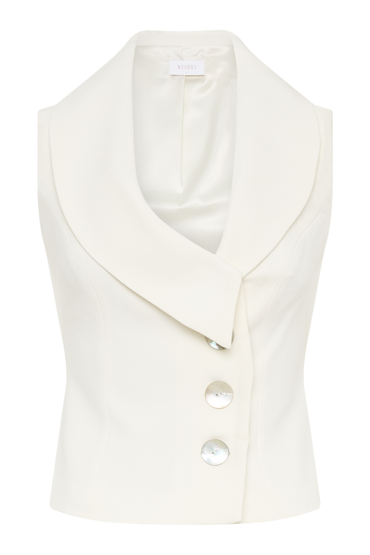 Berkley Suiting Waistcoat With Cowl - Ivory