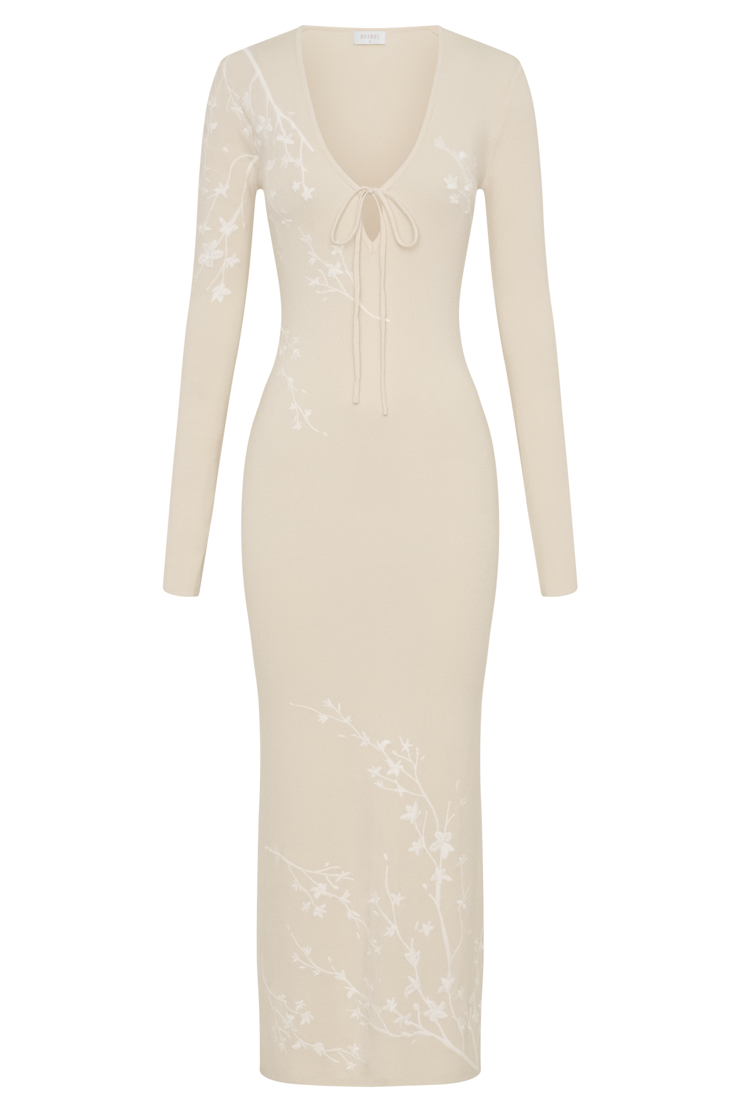 Mckenna Embroidered Knit Midi Dress - Cream And Ivory