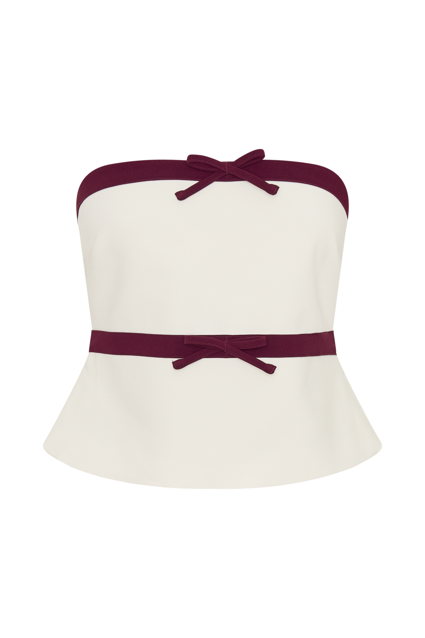 Aisha Strapless Suiting Top With Contrast Bows - Ivory