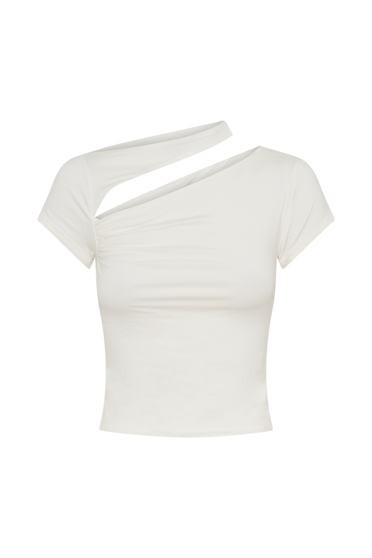 Aurelie Cut Out Short Sleeve Top - Ivory