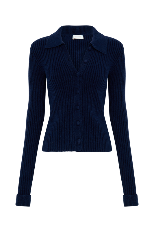 Erin Long Sleeve Button Cardigan - Navy