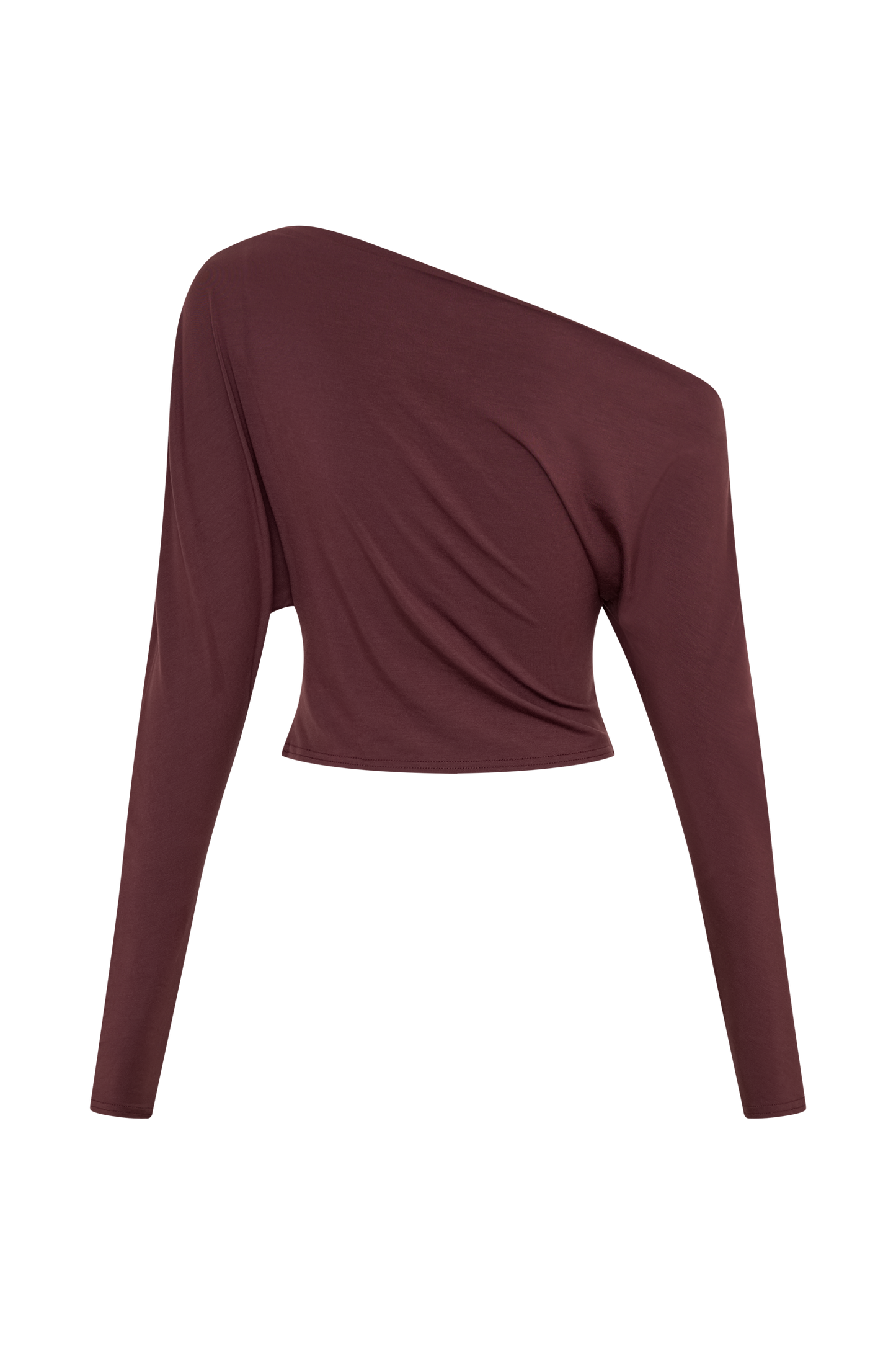 Yasmin Asymmetrical Long Sleeve Top - Mahogany