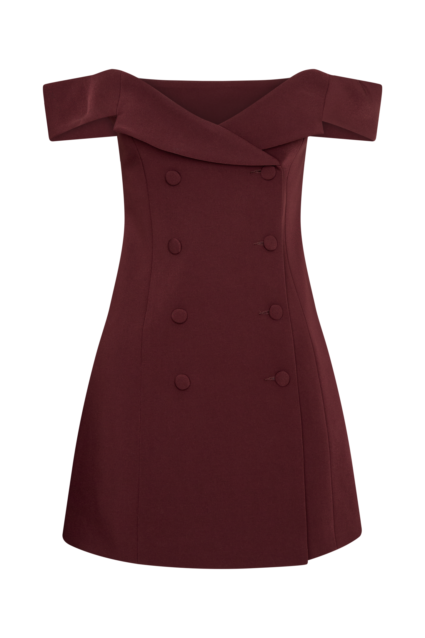 Noelle Off Shoulder Suiting Mini Dress - Mahogany