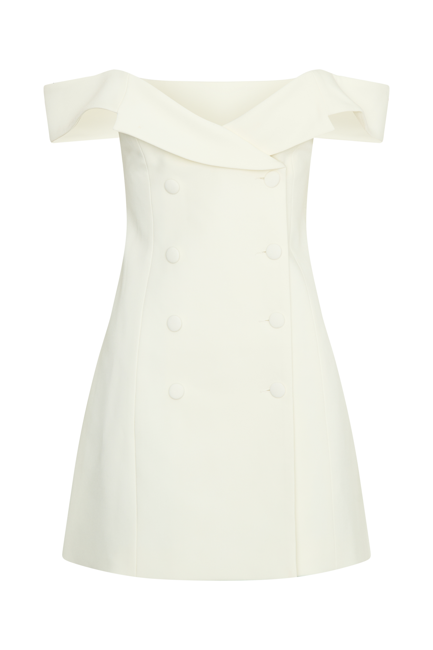 Noelle Off Shoulder Suiting Mini Dress - Ivory