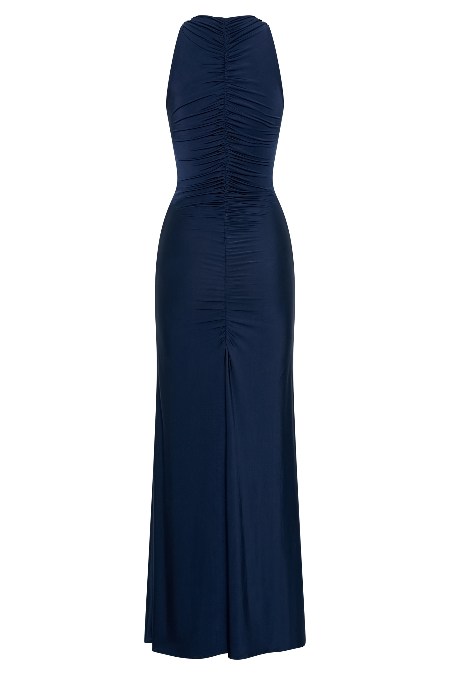 Priya Slinky Ruched Halter Maxi Dress - Navy