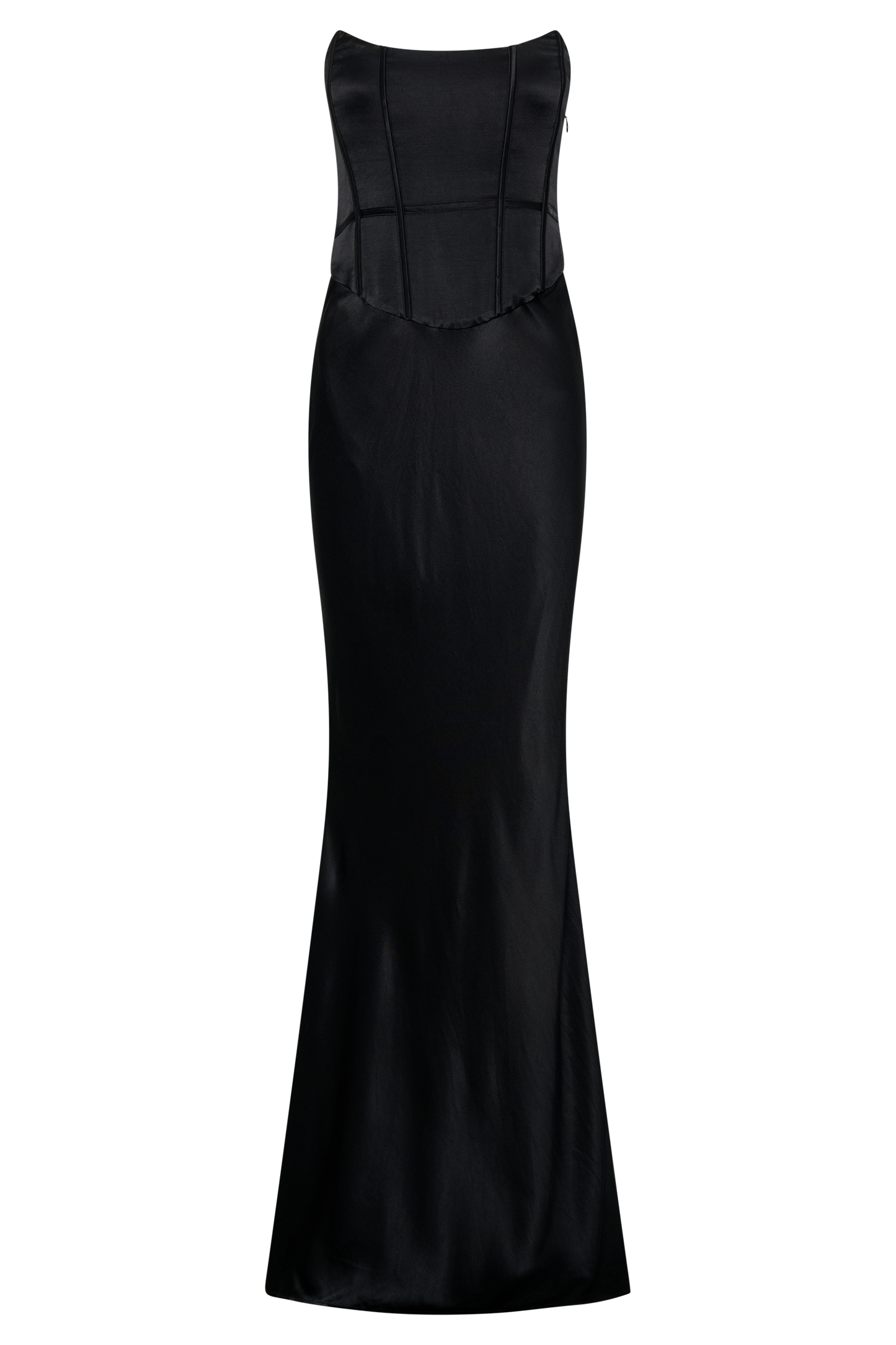 Harlow Satin Strapless Maxi Dress - Black