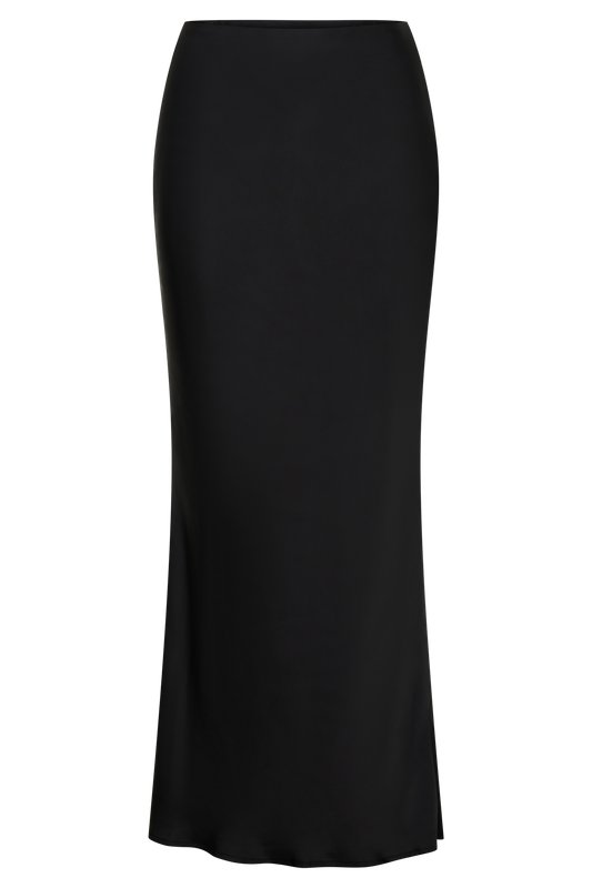 Viviana Satin Maxi Skirt - Black