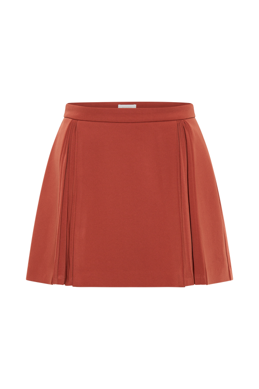 Melinda Mini Skirt With Pleats - Chilli