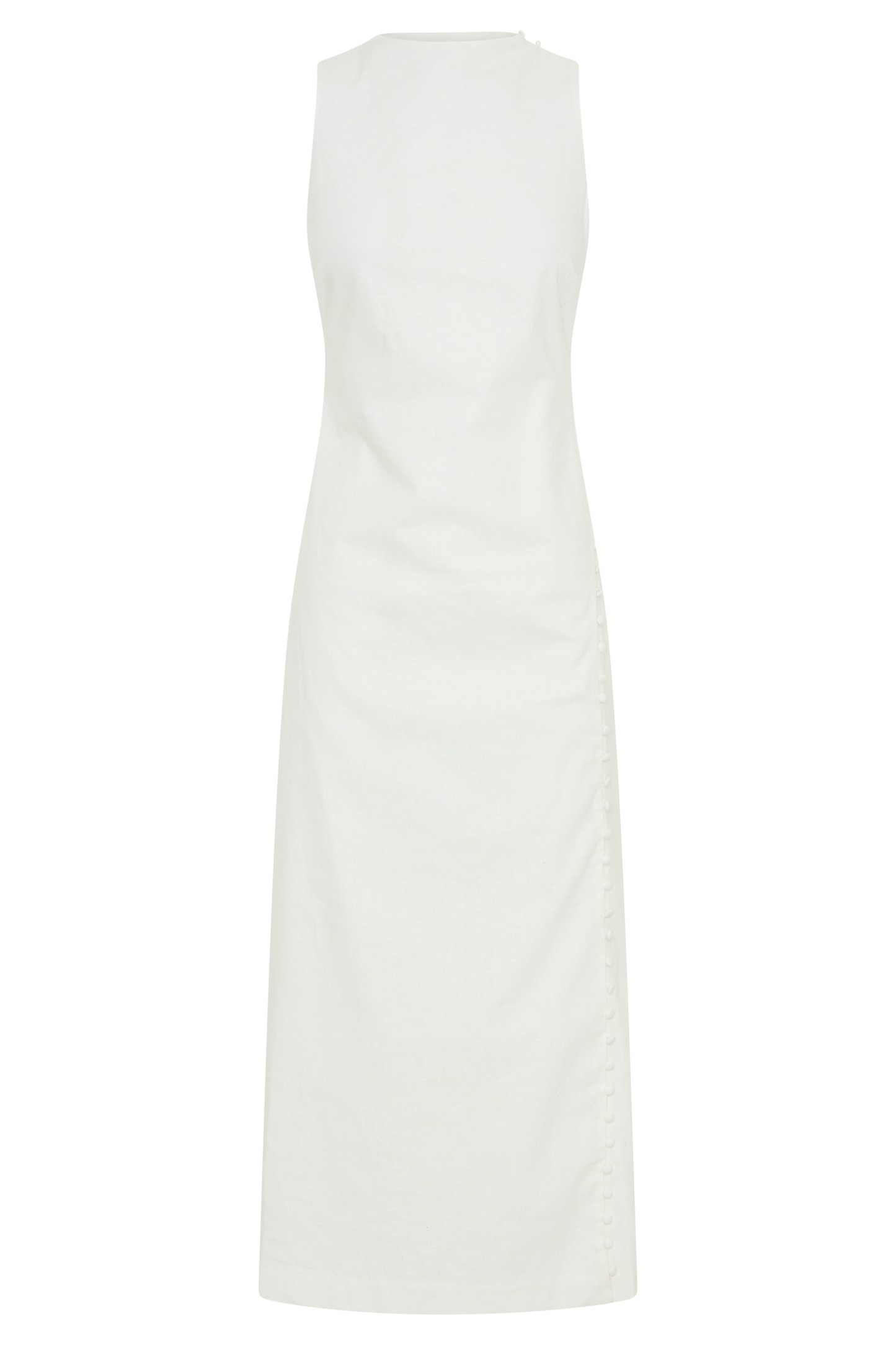 Bronte Linen Button Midi Dress - White