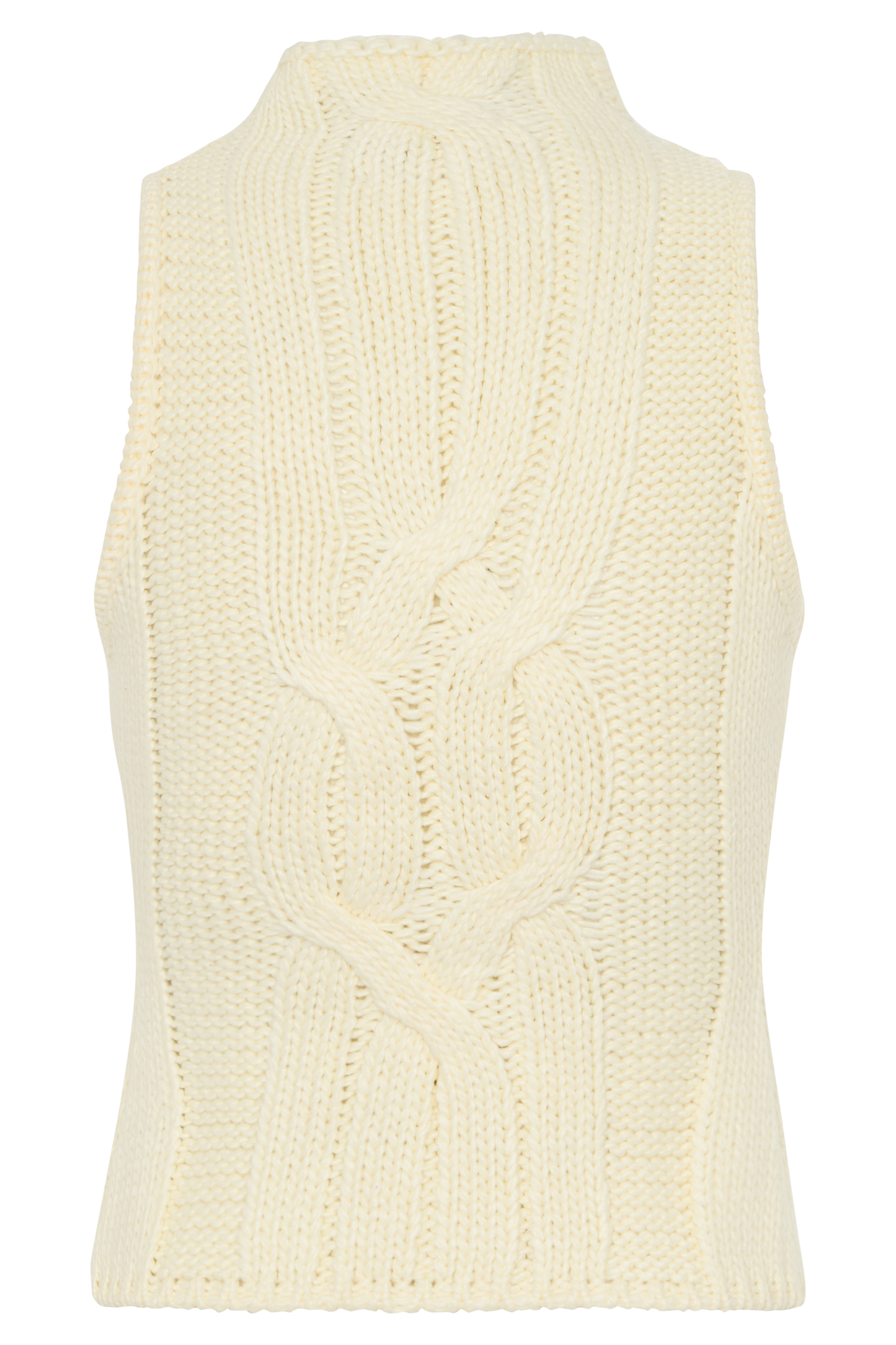 Roberta High Neck Cable Knit Top - Ivory