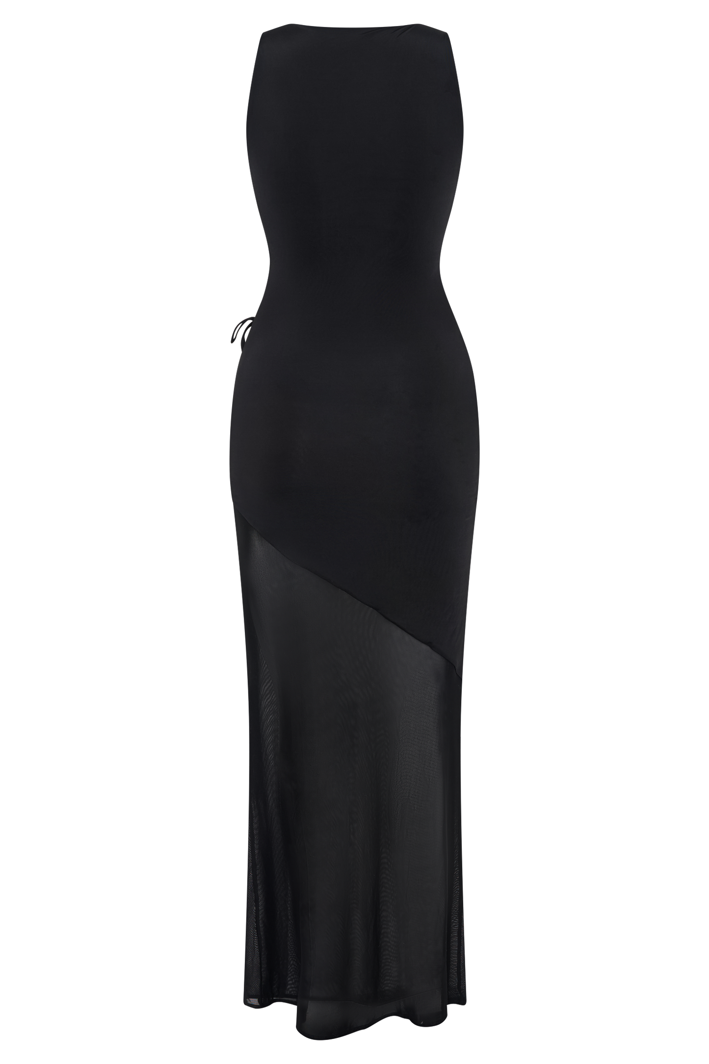 Dove Slinky And Mesh Maxi Dress - Black