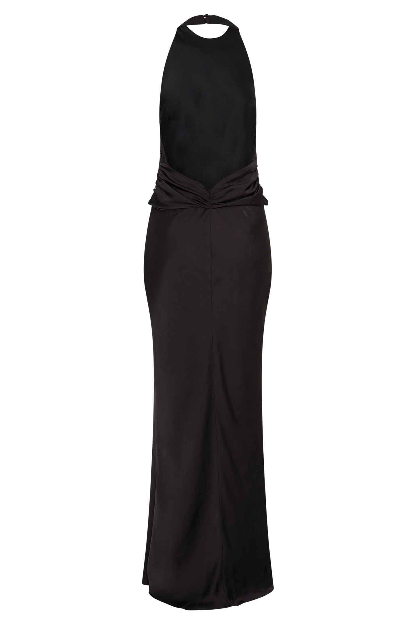 Rinna Satin Halter Maxi Dress - Black