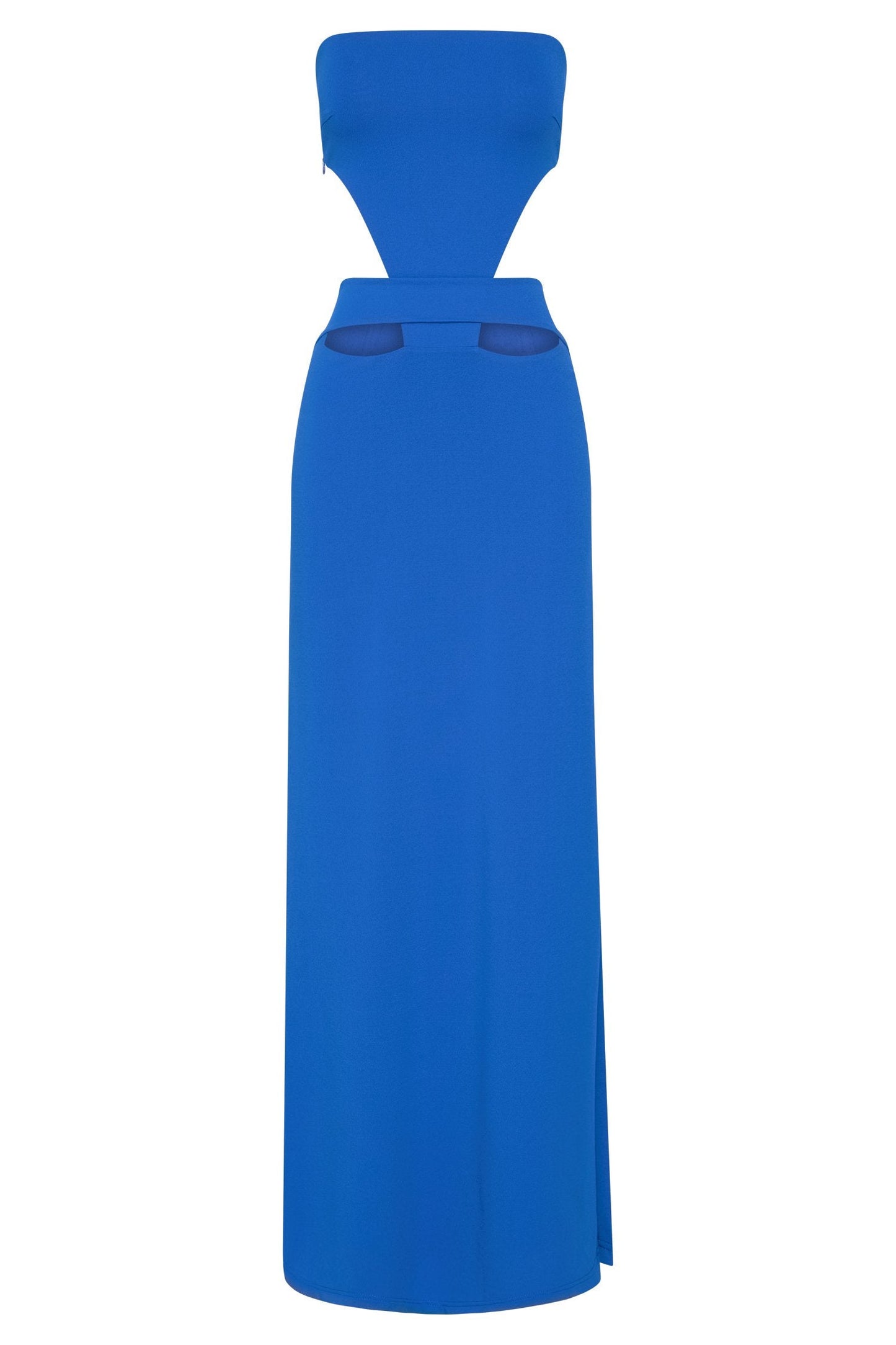 Marissa Strapless Maxi Dress With Waist Tie - Cobalt Blue